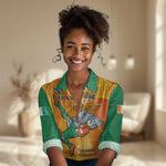 Custom Ivory Coast Football Women Casual Shirt 2024 Mascot With Champions Trophy LT14