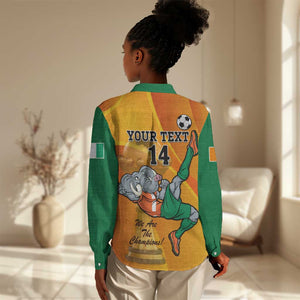 Custom Ivory Coast Football Women Casual Shirt 2024 Mascot With Champions Trophy