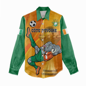 Custom Ivory Coast Football Women Casual Shirt 2024 Mascot With Champions Trophy