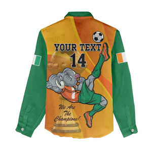 Custom Ivory Coast Football Women Casual Shirt 2024 Mascot With Champions Trophy