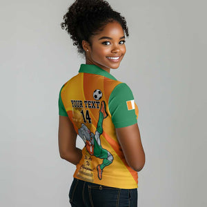 Custom Ivory Coast Football Women Polo Shirt 2024 Mascot With Champions Trophy