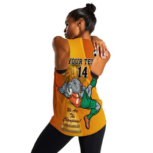 Custom Ivory Coast Football Women Racerback Tank 2024 Mascot With Champions Trophy