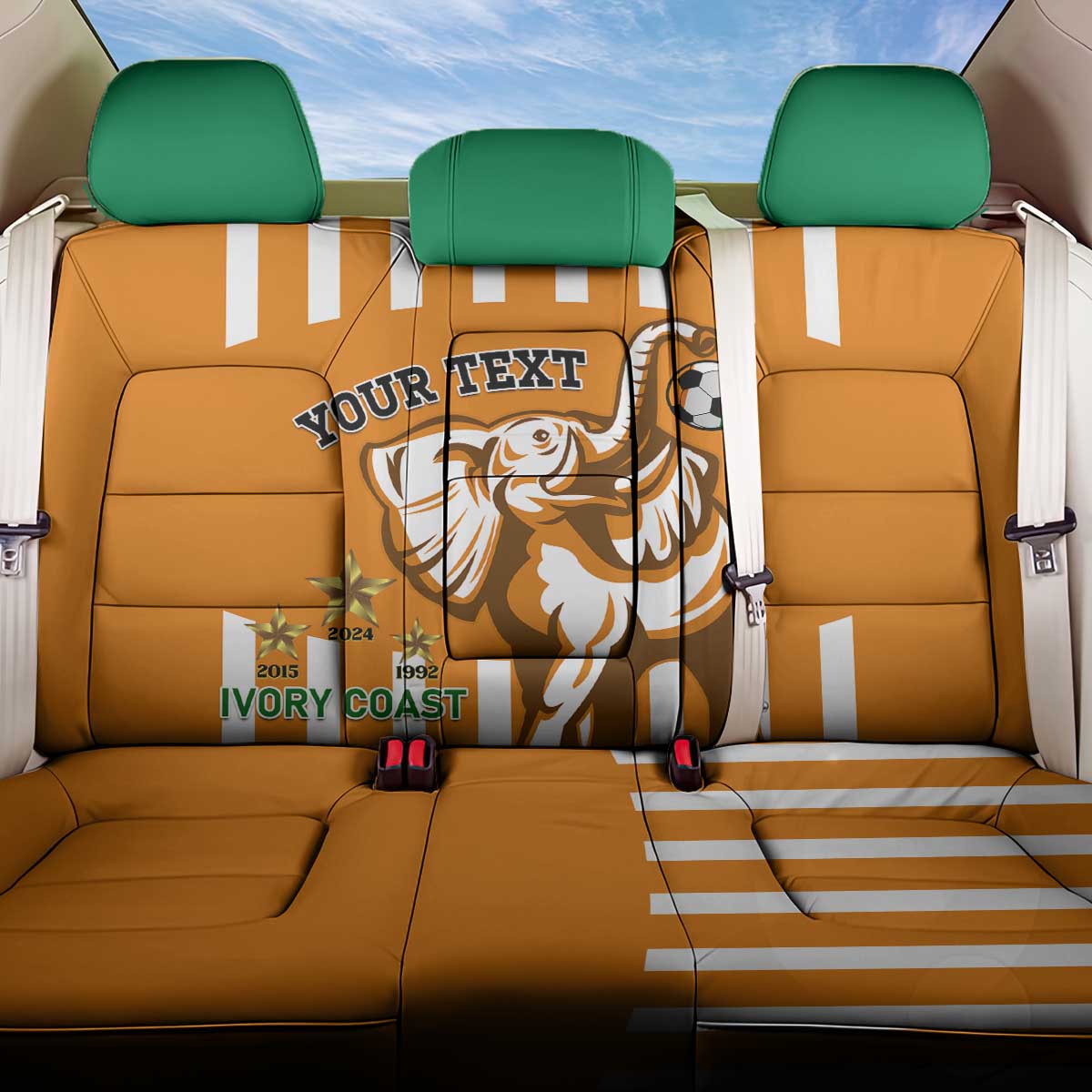 Custom Ivory Coast Football Back Car Seat Cover Les Elephants 3rd Champions Proud