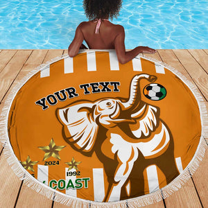 Custom Ivory Coast Football Beach Blanket Les Elephants 3rd Champions Proud