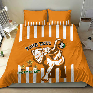 Custom Ivory Coast Football Bedding Set Les Elephants 3rd Champions Proud