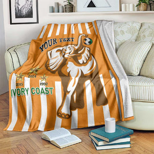 Custom Ivory Coast Football Blanket Les Elephants 3rd Champions Proud