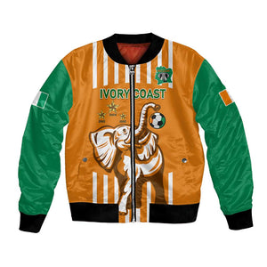 Custom Ivory Coast Football Bomber Jacket Les Elephants 3rd Champions Proud