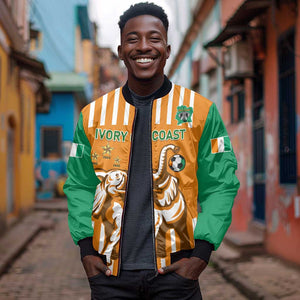 Custom Ivory Coast Football Bomber Jacket Les Elephants 3rd Champions Proud