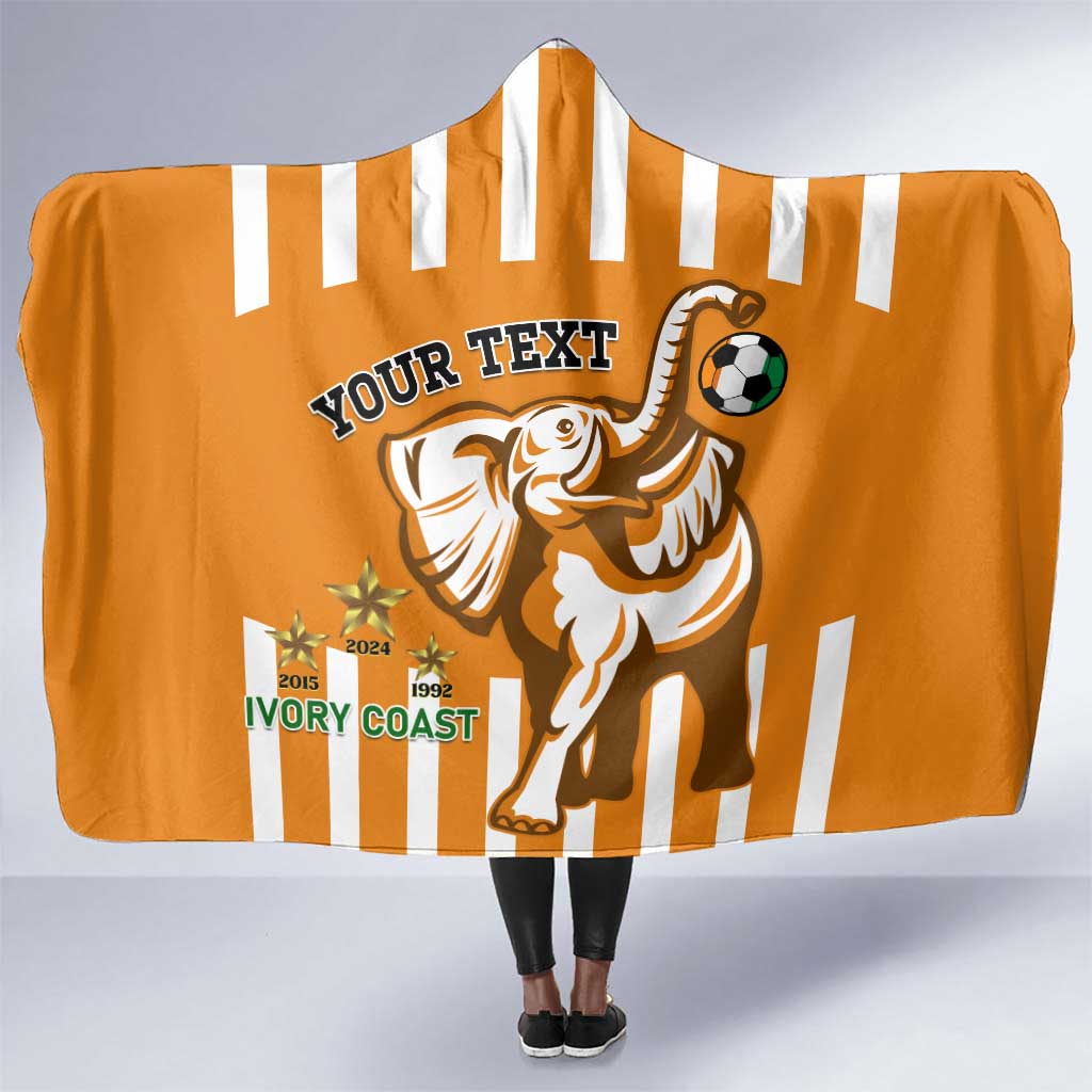 Custom Ivory Coast Football Hooded Blanket Les Elephants 3rd Champions Proud