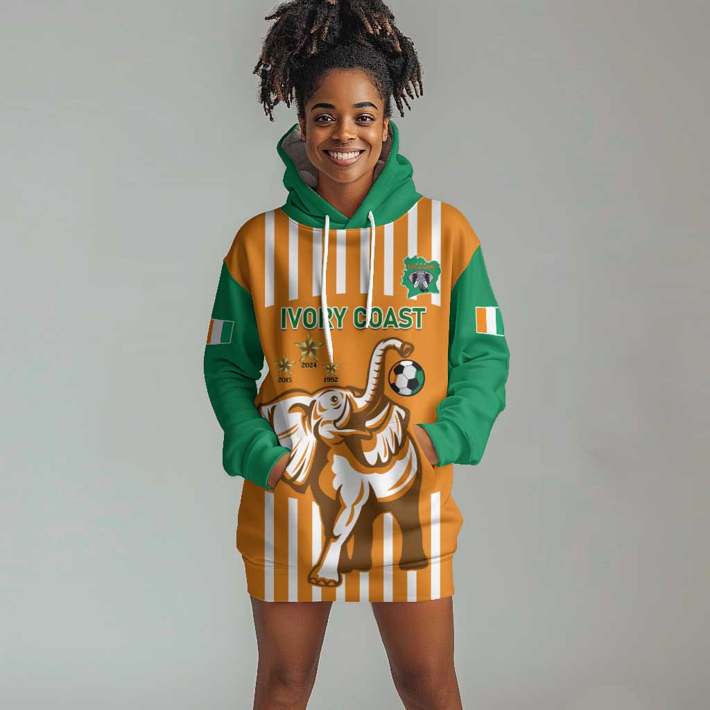 Custom Ivory Coast Football Hoodie Dress Les Elephants 3rd Champions Proud