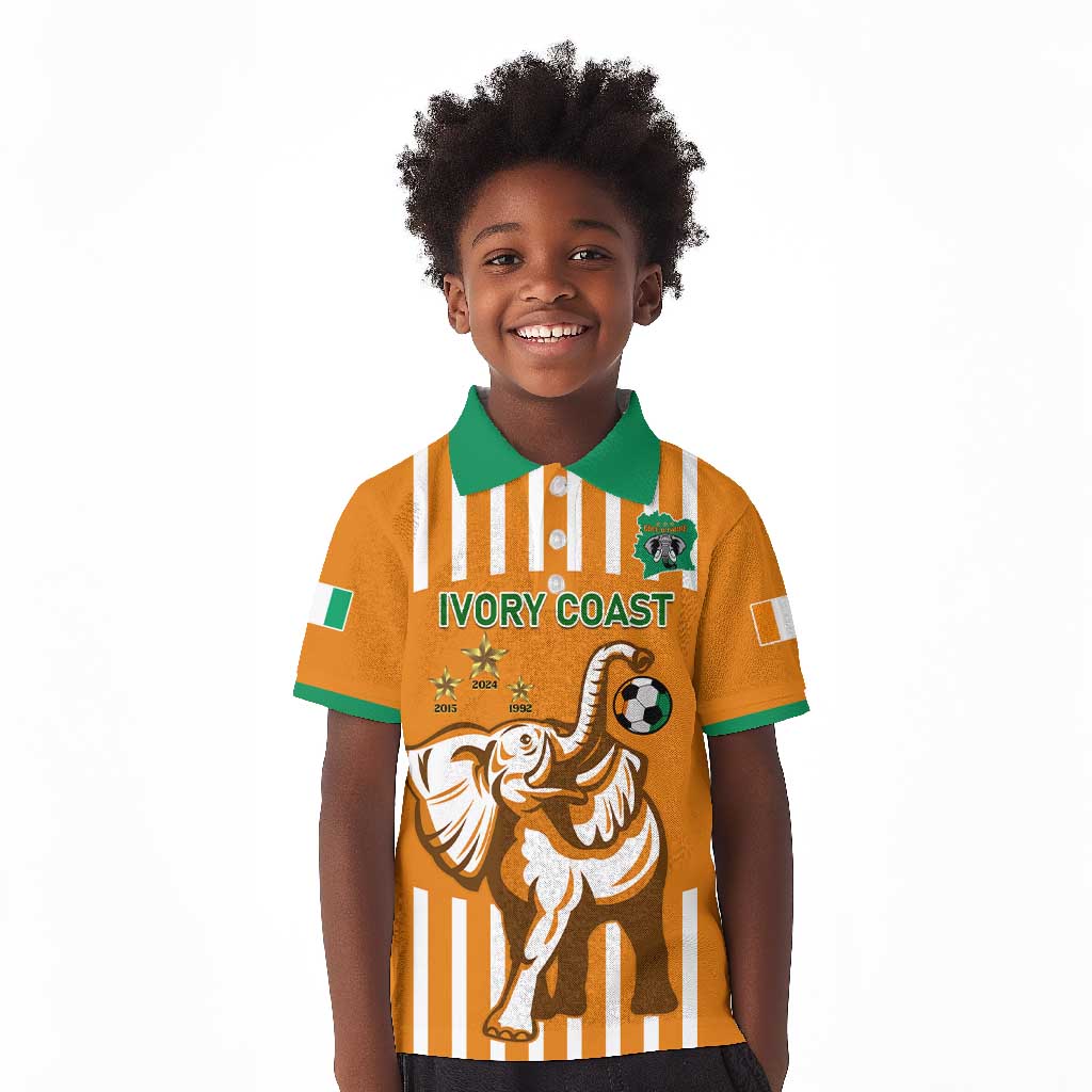 Custom Ivory Coast Football Kid Polo Shirt Les Elephants 3rd Champions Proud