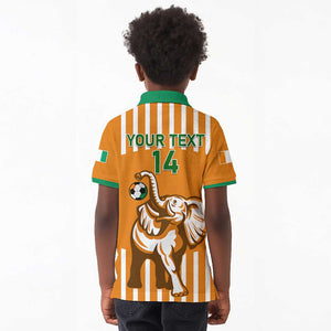 Custom Ivory Coast Football Kid Polo Shirt Les Elephants 3rd Champions Proud