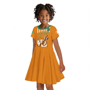 Custom Ivory Coast Football Kid Short Sleeve Dress Les Elephants 3rd Champions Proud