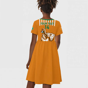 Custom Ivory Coast Football Kid Short Sleeve Dress Les Elephants 3rd Champions Proud