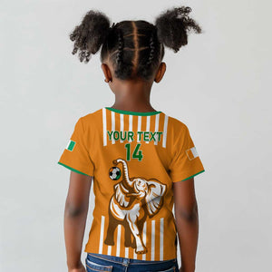 Custom Ivory Coast Football Kid T shirt Les Elephants 3rd Champions Proud