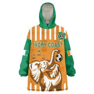 Custom Ivory Coast Football KId Wearable Blanket Hoodie Les Elephants 3rd Champions Proud