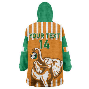 Custom Ivory Coast Football KId Wearable Blanket Hoodie Les Elephants 3rd Champions Proud