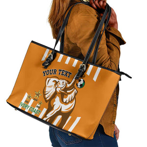 Custom Ivory Coast Football Leather Tote Bag Les Elephants 3rd Champions Proud