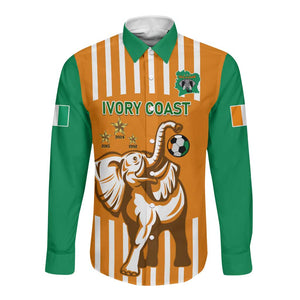 Custom Ivory Coast Football Long Sleeve Button Shirt Les Elephants 3rd Champions Proud