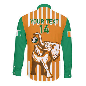 Custom Ivory Coast Football Long Sleeve Button Shirt Les Elephants 3rd Champions Proud