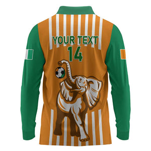 Custom Ivory Coast Football Long Sleeve Polo Shirt Les Elephants 3rd Champions Proud