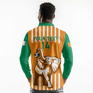 Custom Ivory Coast Football Long Sleeve Polo Shirt Les Elephants 3rd Champions Proud