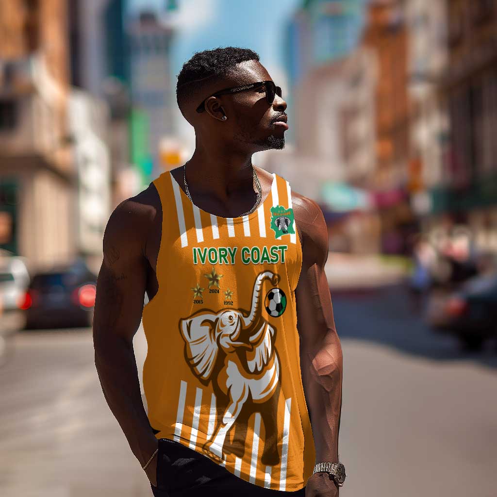 Custom Ivory Coast Football Men Tank Top Les Elephants 3rd Champions Proud