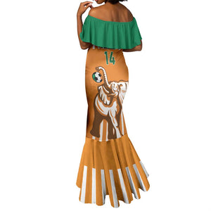 Custom Ivory Coast Football Mermaid Dress Les Elephants 3rd Champions Proud