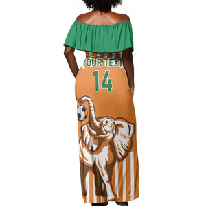 Custom Ivory Coast Football Off Shoulder Maxi Dress Les Elephants 3rd Champions Proud