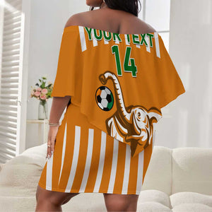 Custom Ivory Coast Football Off Shoulder Short Dress Les Elephants 3rd Champions Proud LT14