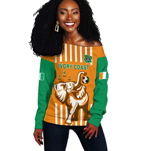 Custom Ivory Coast Football Off Shoulder Sweater Les Elephants 3rd Champions Proud