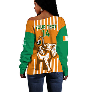 Custom Ivory Coast Football Off Shoulder Sweater Les Elephants 3rd Champions Proud