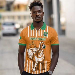 Custom Ivory Coast Football Polo Shirt Les Elephants 3rd Champions Proud