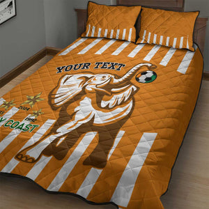 Custom Ivory Coast Football Quilt Bed Set Les Elephants 3rd Champions Proud