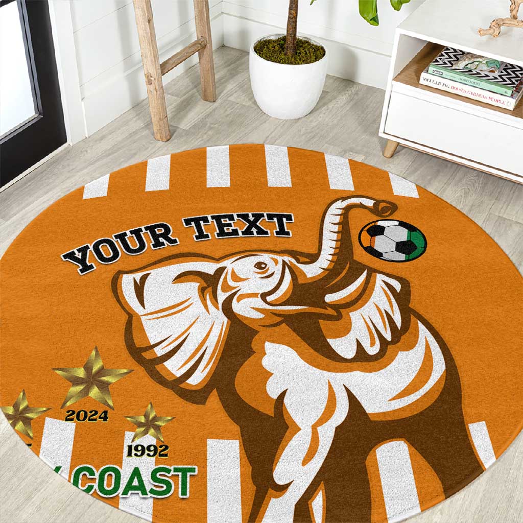 Custom Ivory Coast Football Round Carpet Les Elephants 3rd Champions Proud