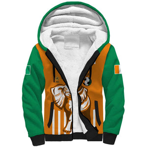 Custom Ivory Coast Football Sherpa Hoodie Les Elephants 3rd Champions Proud