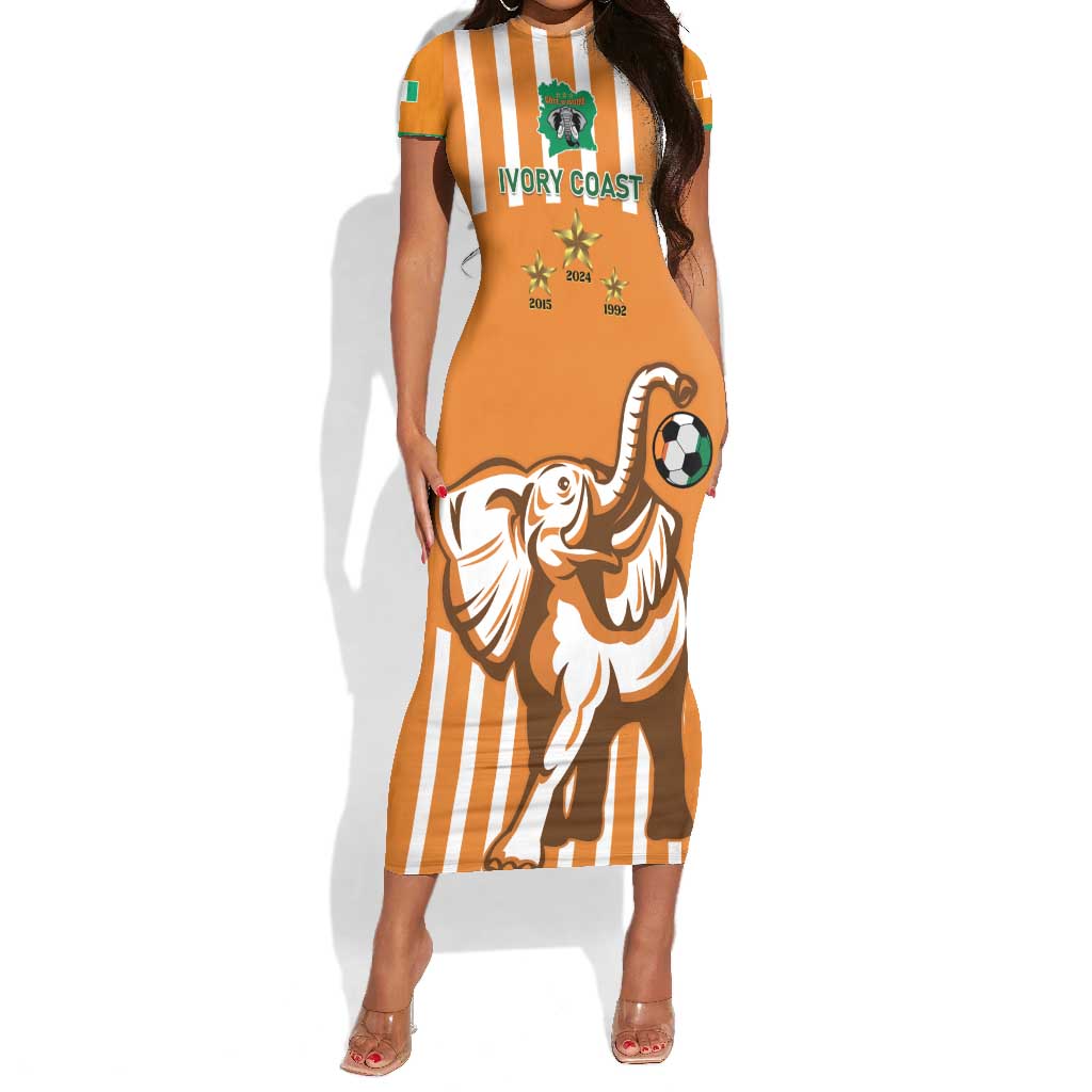 Custom Ivory Coast Football Short Sleeve Bodycon Dress Les Elephants 3rd Champions Proud