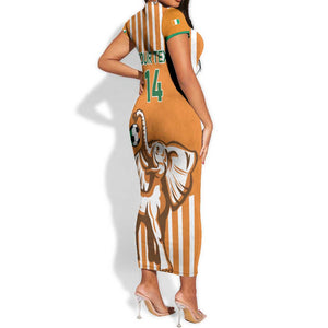 Custom Ivory Coast Football Short Sleeve Bodycon Dress Les Elephants 3rd Champions Proud