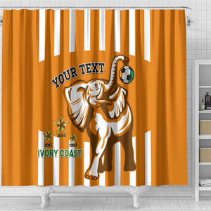 Custom Ivory Coast Football Shower Curtain Les Elephants 3rd Champions Proud