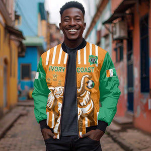 Custom Ivory Coast Football Sleeve Zip Bomber Jacket Les Elephants 3rd Champions Proud