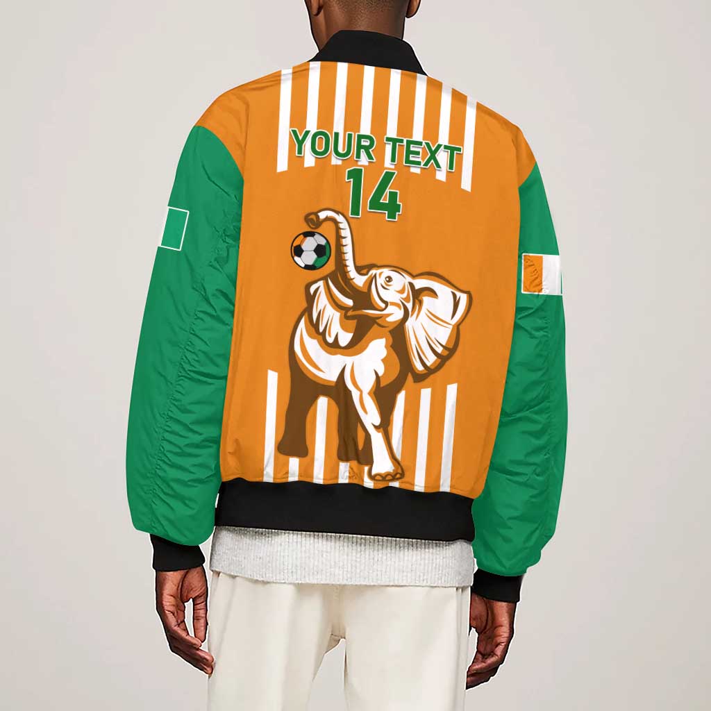 Custom Ivory Coast Football Sleeve Zip Bomber Jacket Les Elephants 3rd Champions Proud