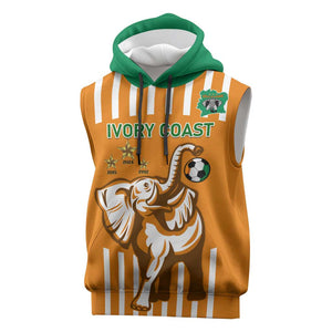 Custom Ivory Coast Football Sleeveless Hoodie Les Elephants 3rd Champions Proud - African Pride