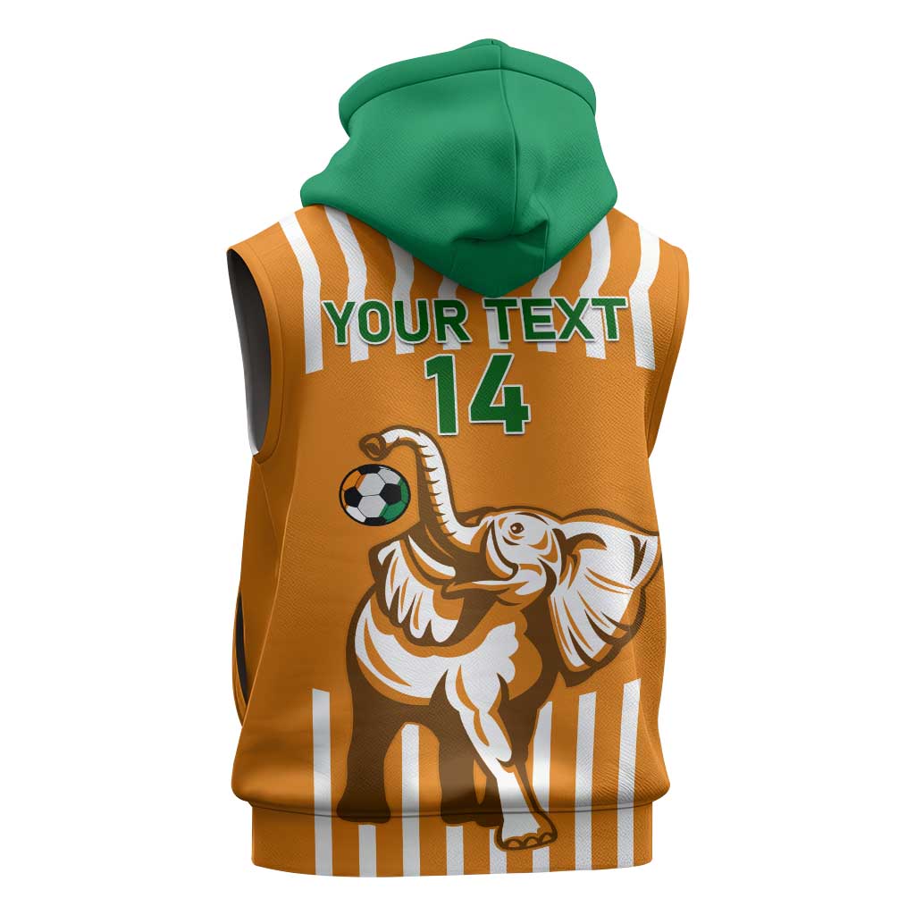 Custom Ivory Coast Football Sleeveless Zip Hoodie Les Elephants 3rd Champions Proud - African Pride