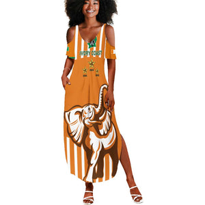 Custom Ivory Coast Football Summer Maxi Dress Les Elephants 3rd Champions Proud