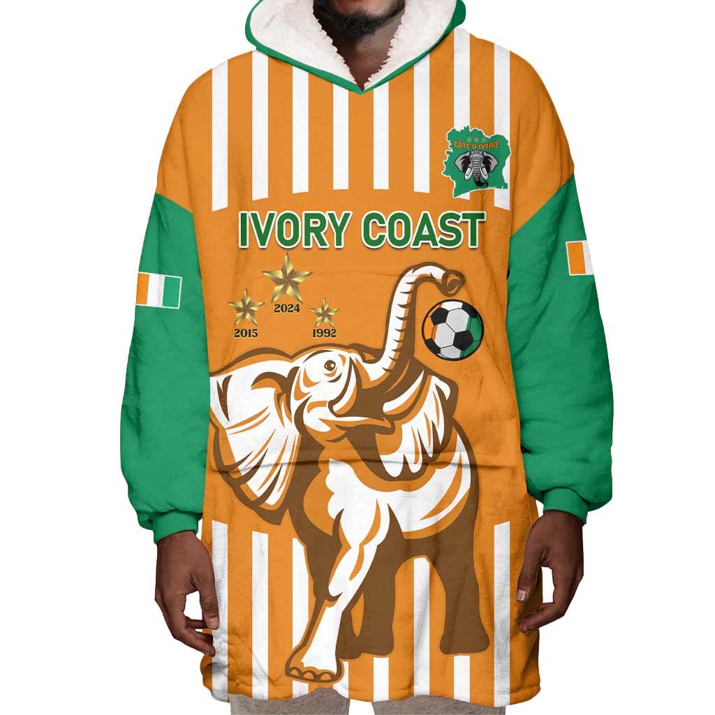 Custom Ivory Coast Football Wearable Blanket Hoodie Les Elephants 3rd Champions Proud