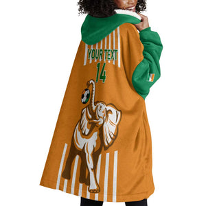 Custom Ivory Coast Football Wearable Blanket Hoodie Les Elephants 3rd Champions Proud