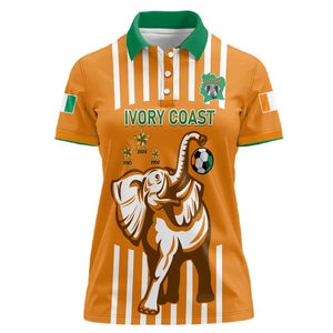 Custom Ivory Coast Football Women Polo Shirt Les Elephants 3rd Champions Proud