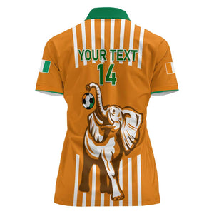 Custom Ivory Coast Football Women Polo Shirt Les Elephants 3rd Champions Proud