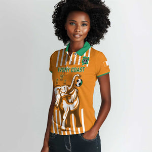 Custom Ivory Coast Football Women Polo Shirt Les Elephants 3rd Champions Proud