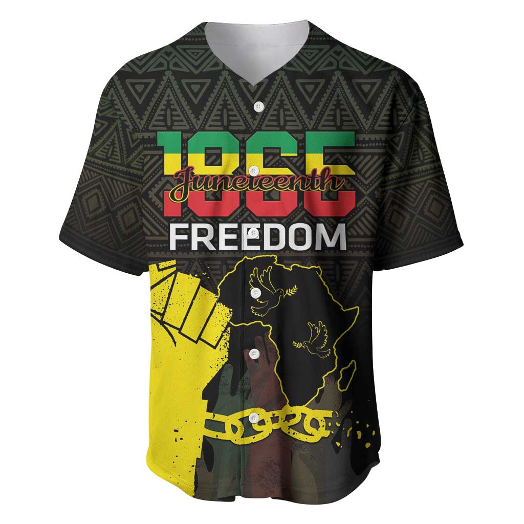 Juneteenth Freedom Day Baseball Jersey 1865 Black Independence African Pattern